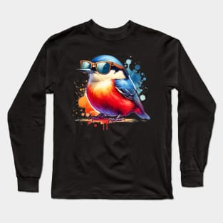 Cool Red Breasted Nuthatc Long Sleeve T-Shirt